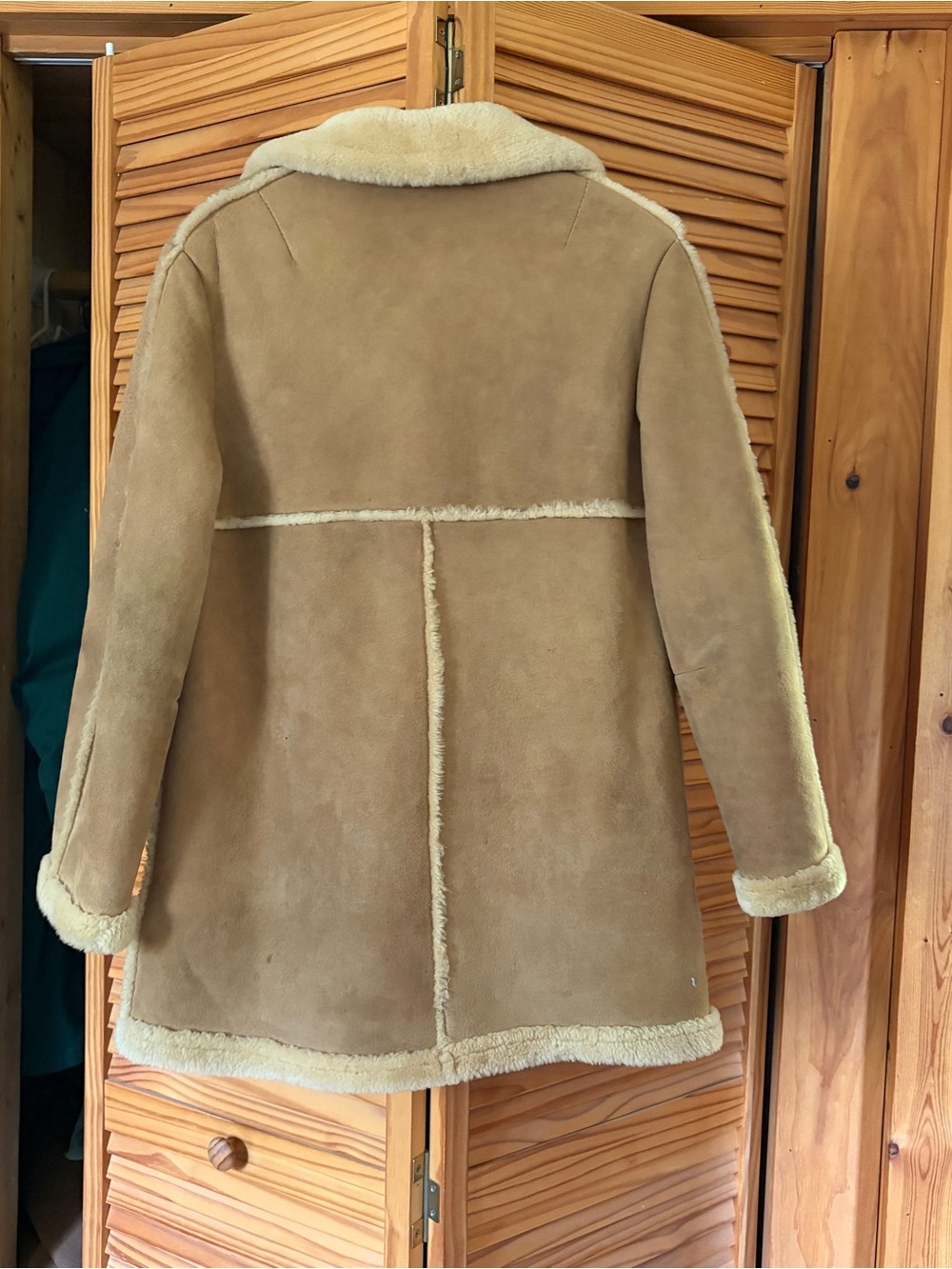 Vintage Tan Suede Shearling Teddy Jacket Genuine Leather - Picture 2 of 8